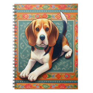 Carnet Bordure colorée de chien Beagle 3D réaliste élégan