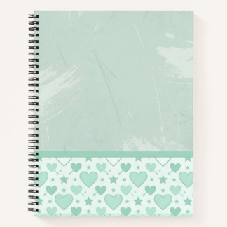Carnet Bordure de cœurs et d'étoiles à la menthe