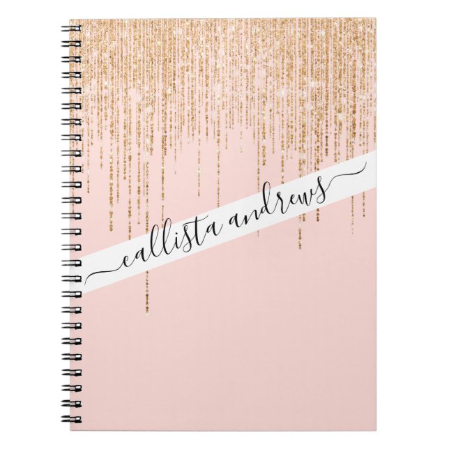 Carnet Bordure de Parties scintillant brillante en or ros (Devant)