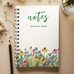 Carnet Bordure des Fleurs sauvages d'aquarelle brillante