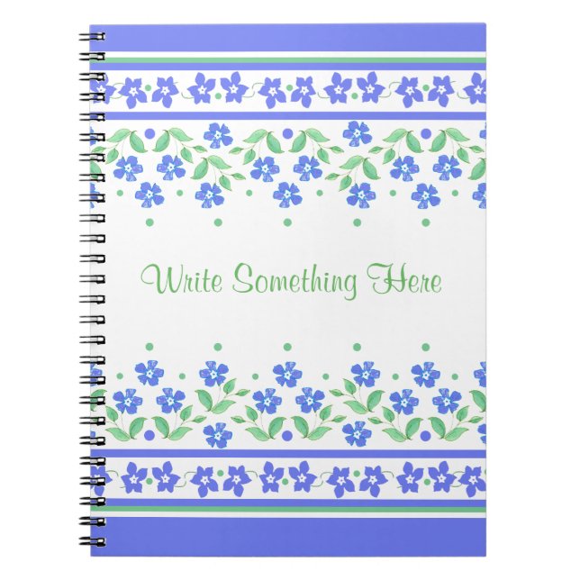 Carnet Bordure florale Vert Bleu pour personnaliser (Devant)