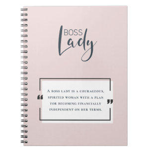 Carnet Boss Lady Logo Motivational Citation Blush Rose