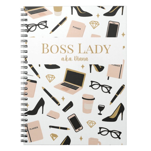 Carnet Boss Lady Notebook – Custom Name Gift for Women (Devant)