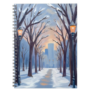 Carnet Boston Common   Chute de neige en aquarelle