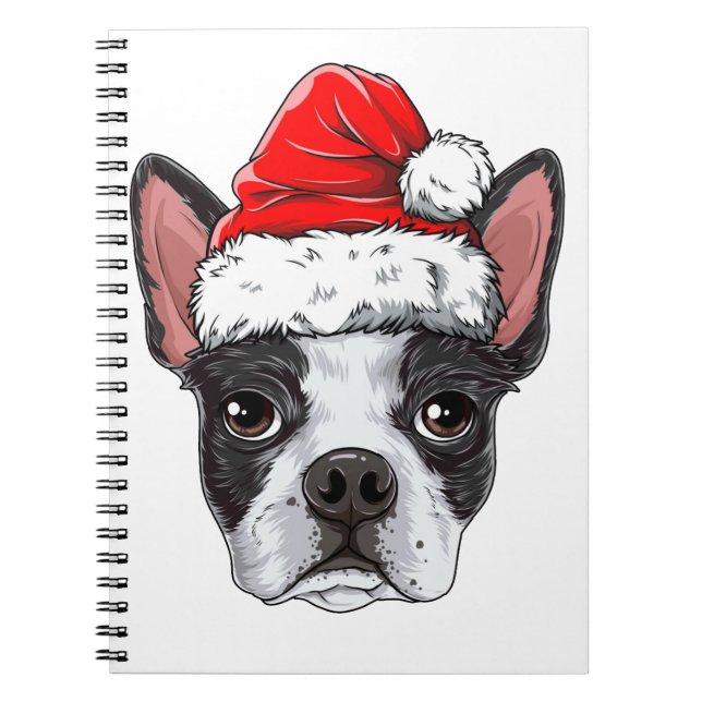 Carnet Boston Terrier Père Noël T Shirt Christmas Kids Bo (Devant)