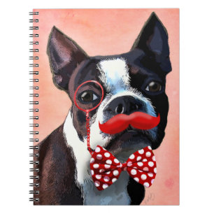 Carnet Boston Terrier Portrait avec Cravate Red Bow et 2