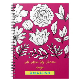 Carnet botanique en spirale/livre de notes rose