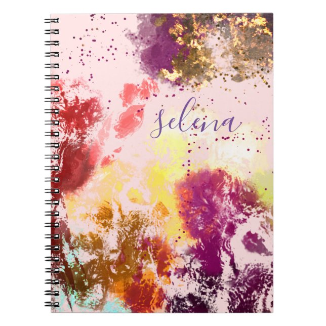 Carnet Botanique florale rose pâle Monogramme (Devant)