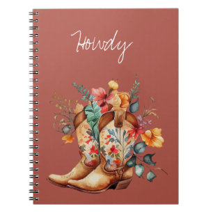 Carnet Bottes Brown de cowgirl en argile