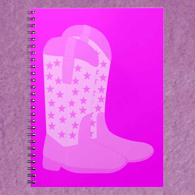 Carnet Bottes Cowboy avec étoiles rose (A notebook with a pair of pink cowboy boots)