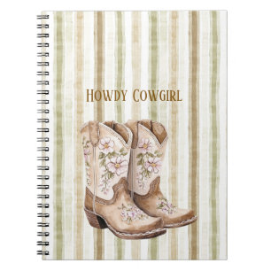 Carnet Bottes de cowgirl florales rose blush marron clair