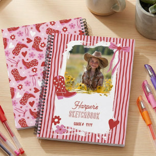Carnet Bottes de cowgirl roses personnalisées avec photo