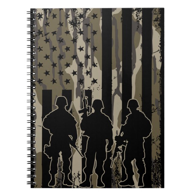 Carnet Bottomland Camo drapeau américain et soldats (Devant)