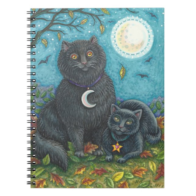CARNET BOUBO & PYEWACKET CHATS NOIRS, HALLOWEEN FOLK ART (Devant)