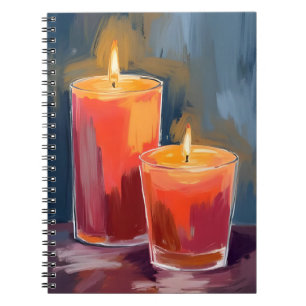 Carnet Bougies de vacances rouges aquarelle Fêtes