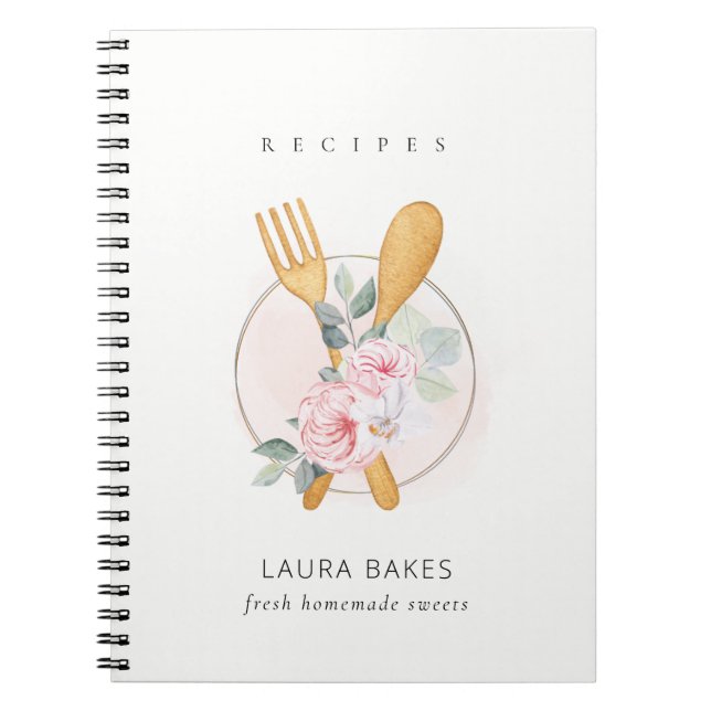 Carnet Boulangerie à fourche à cuillère florale Blush Rec (Devant)