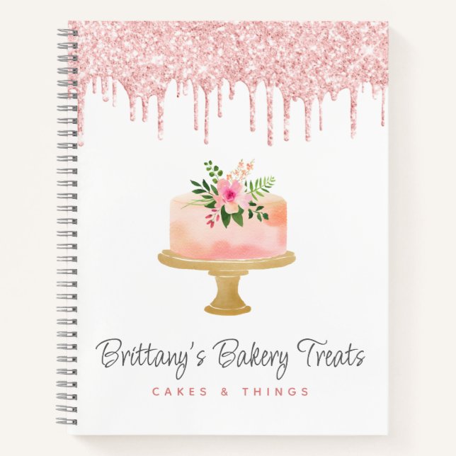 Carnet Boulangerie Gâteau Blush Parties scintillant Rose  (Devant)