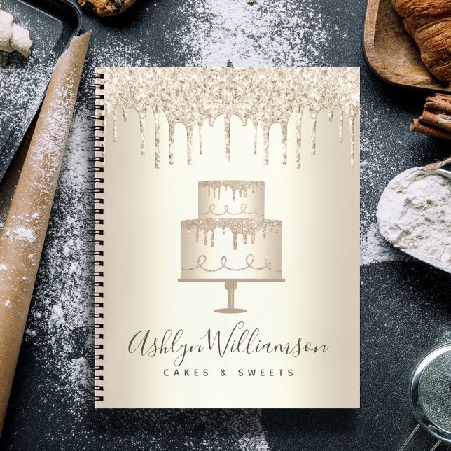 Carnet Boulangerie Gold Cake Dessert Parties scintillant  (Créateur téléchargé)