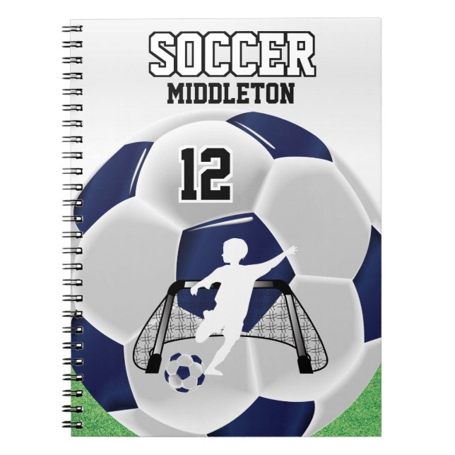 Carnet Boule de soccer bleu foncé et blanc (Devant)
