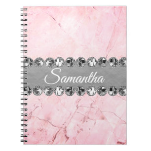 Carnet Boule diamant en marbre rose
