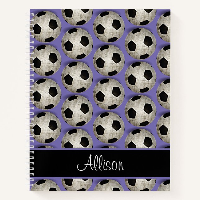 Carnet Boules de soccer personnalisées Motif violet (Devant)