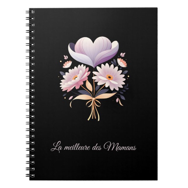 Carnet Bouquet coeur fleur rose orange (Devant)