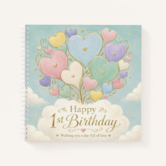 Carnet Bouquet de ballons en forme de cœur pastel pour 1e