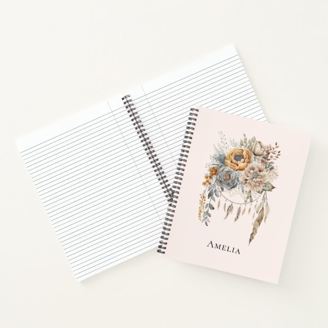 Carnet Bouquet de fleurs Boho et Dreamcatcher (Intérieur)