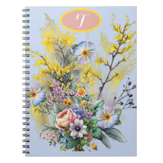 Carnet Bouquet de fleurs de printemps d'aquarelle Cottage