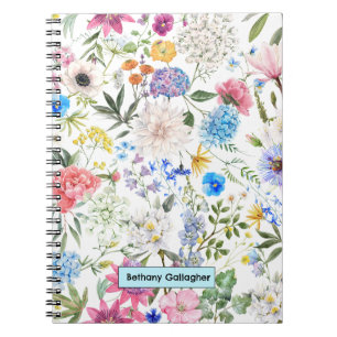 Carnet Bouquet de jardin Watercolor Spirale personnalis