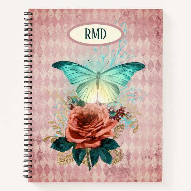 Carnet Bouquet de papillon lune personnalisé (Devant)