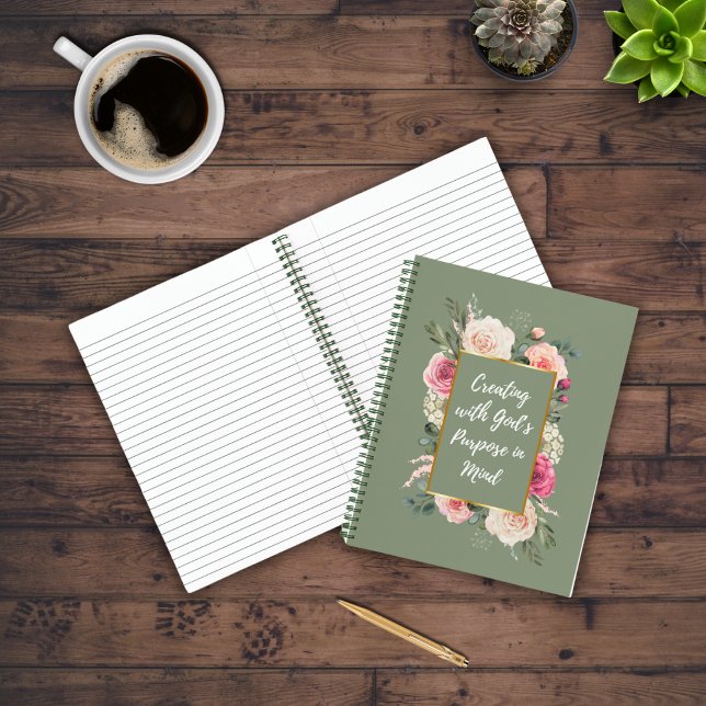Carnet Bouquet de rose d'aquarelle avec citation goélette (Créateur téléchargé)