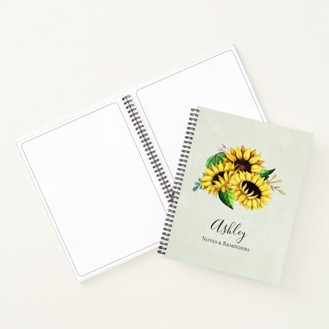 Carnet Bouquet de tournesol jaune en aquarelle (Intérieur)