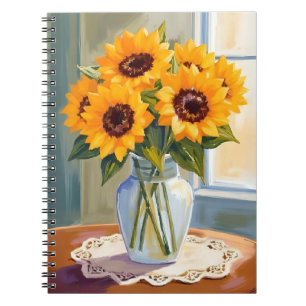 Carnet Bouquet de tournesols jaunes floral aquarelle