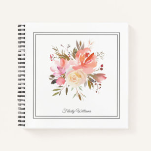 Carnet Bouquet floral d'aquarelle Dreamy avec nom