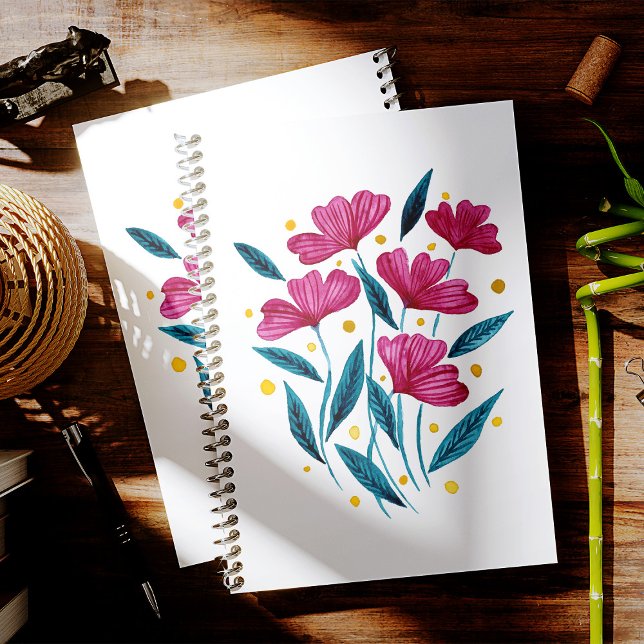 Carnet Bouquet floral mignon - magenta et turquoise (Créateur téléchargé)