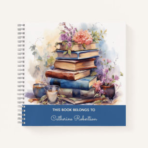 Carnet bouquet lunaire bouquins fleurs aquarelle