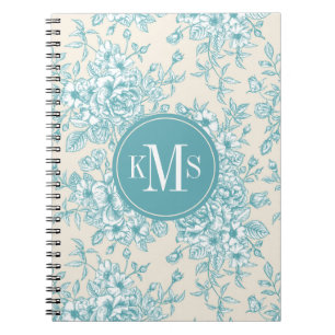 Carnet Bouquet Rose bleu Jardin Motif Floral