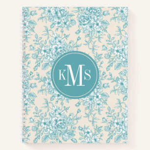 Carnet Bouquet Rose bleu Jardin Motif Floral