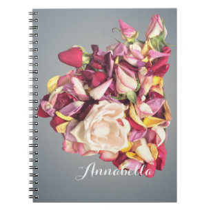 Carnet Bouquet rose et argent rose et rose nom personnali