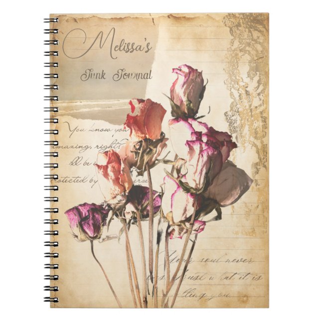 Carnet Bouquet vintage de la revue rose féminine junk (Devant)