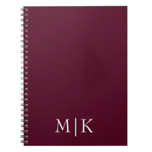 Carnet Bourgogne et blanc   Monogramme moderne