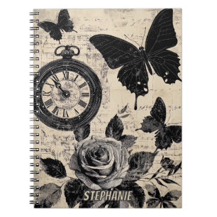 Carnet Boussole Papillon Floral Sépia Errance