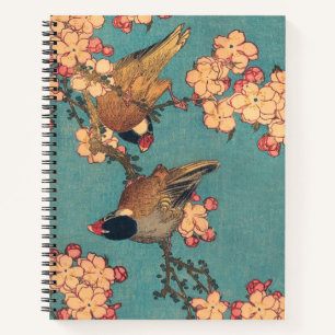 Carnet Bouvreuil d'Hokusai et Cerisier Fleur Vintage Oise