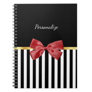 Carnet Bow rouge classique Grandes noires et blanches ave