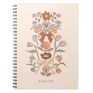 Carnet Bows et fleurs Terracotta rustique