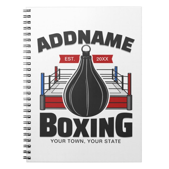 Carnet Boxe Anneau AJOUTER NOM Boxer Gym Speed Sac (Devant)