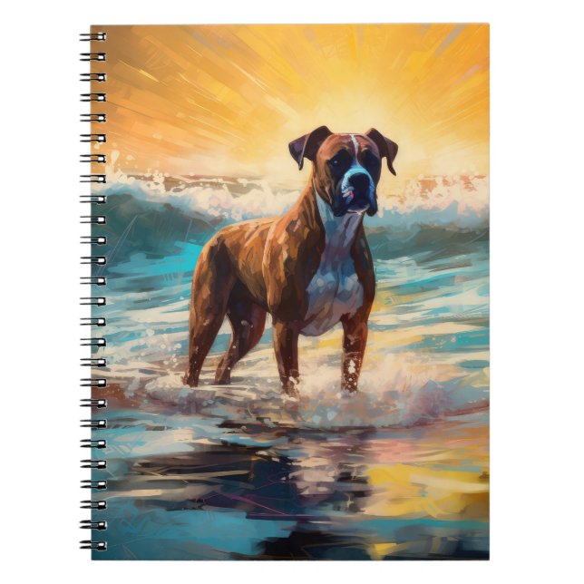 Carnet Boxer Beach Surfing Peinture (Devant)
