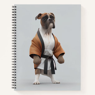 Carnet Boxer Dog Jouer Karate, Karate Champion Boxer Dog