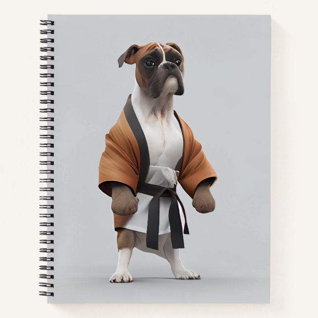 Carnet Boxer Dog Jouer Karate, Karate Champion Boxer Dog (Devant)